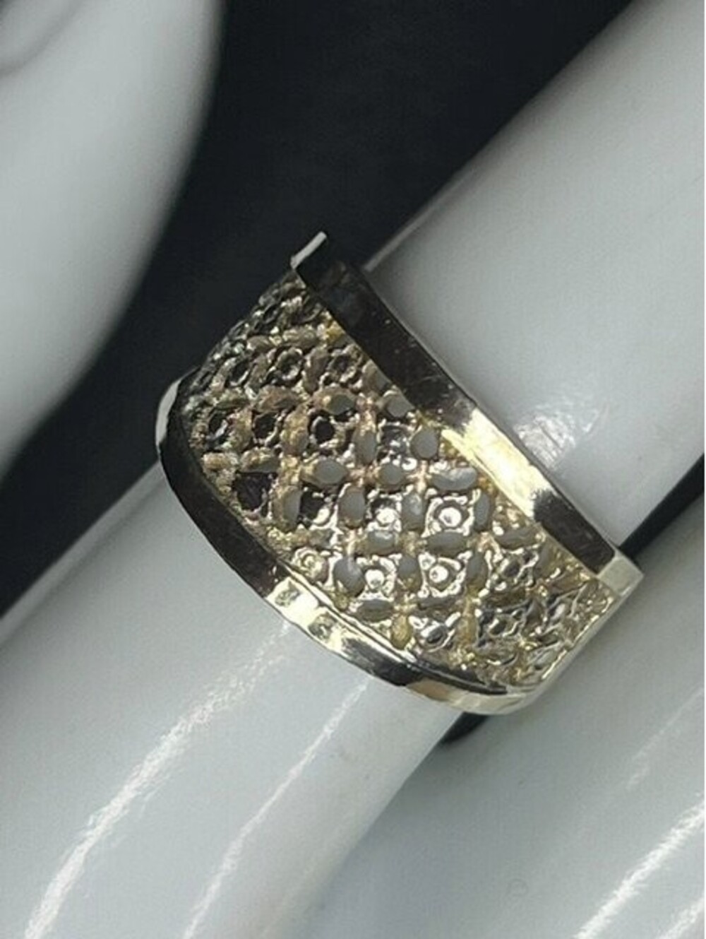 B7356 Sterling Silver *Unmarked Filigree Openwork Vintage Band Ring 4.3g sz 7.5